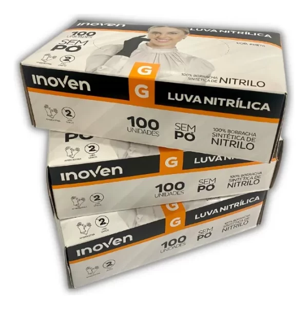 LUVA NITRILICA PRETA GG INOVEN CX10X100