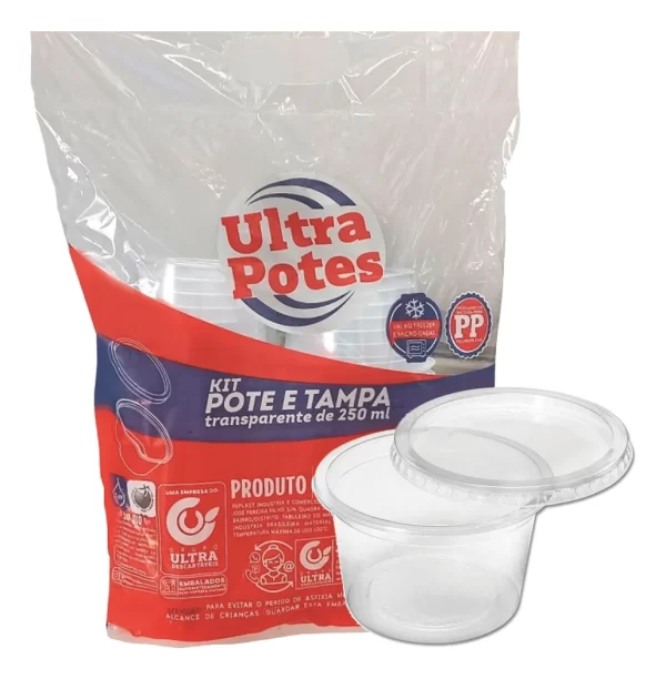 KIT POTE TAMPA ULTRA PP 250 ML CX20X25