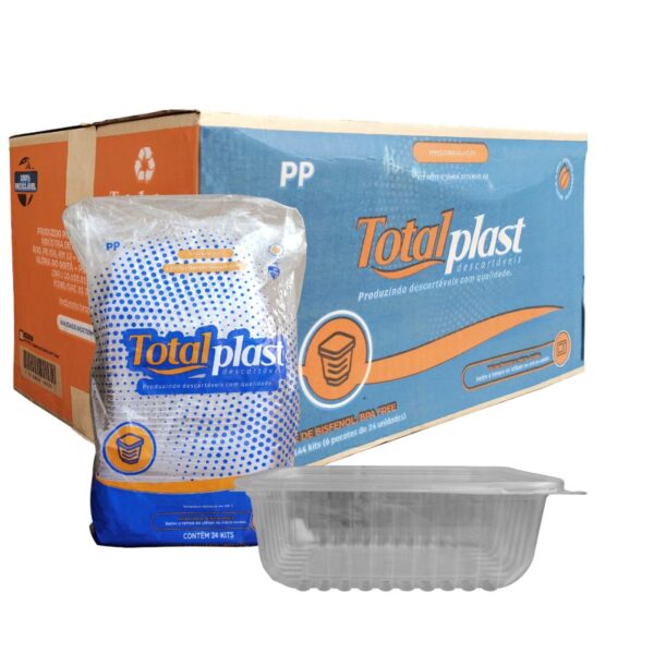 KIT POTE RETANGULAR TOTAL PLAST 1000 ML CX6X24