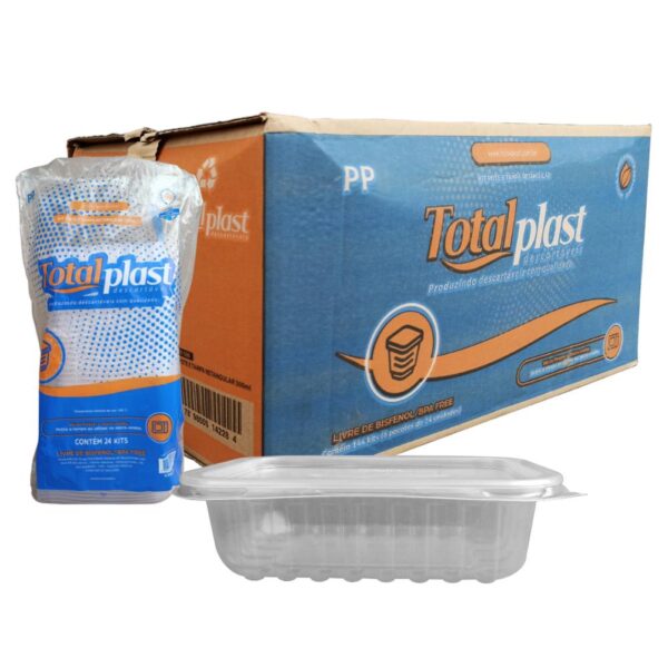 KIT POTE RETANGULAR TOTAL PLAST 250 ML CX6X24