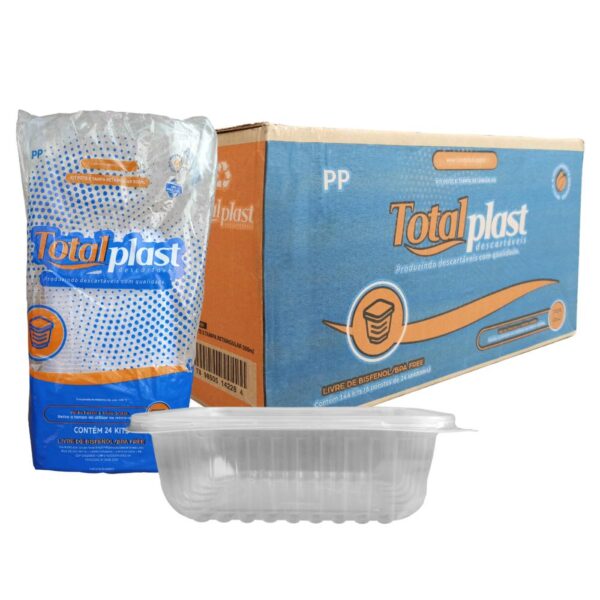 KIT POTE RETANGULAR TOTAL PLAST 500 ML CX6X24