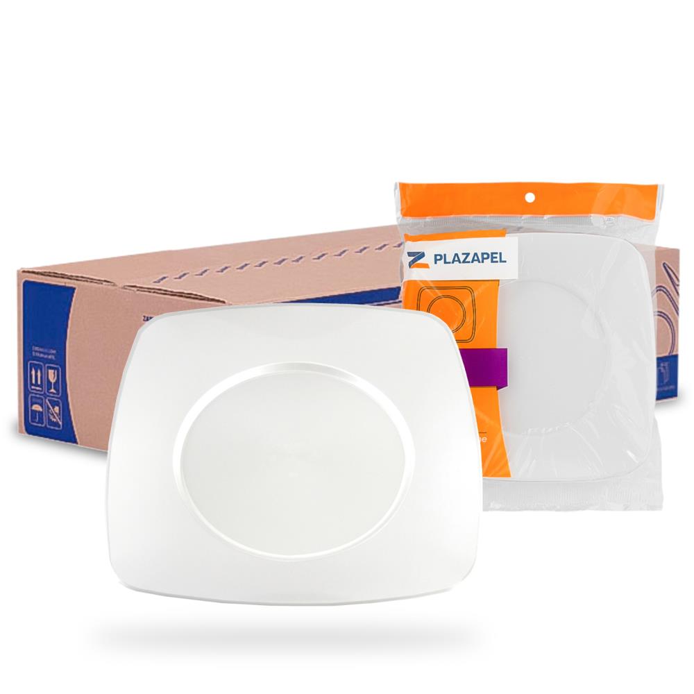 PRATO 21CM QUADRADO PLAZAPEL BRANCO CX10X10